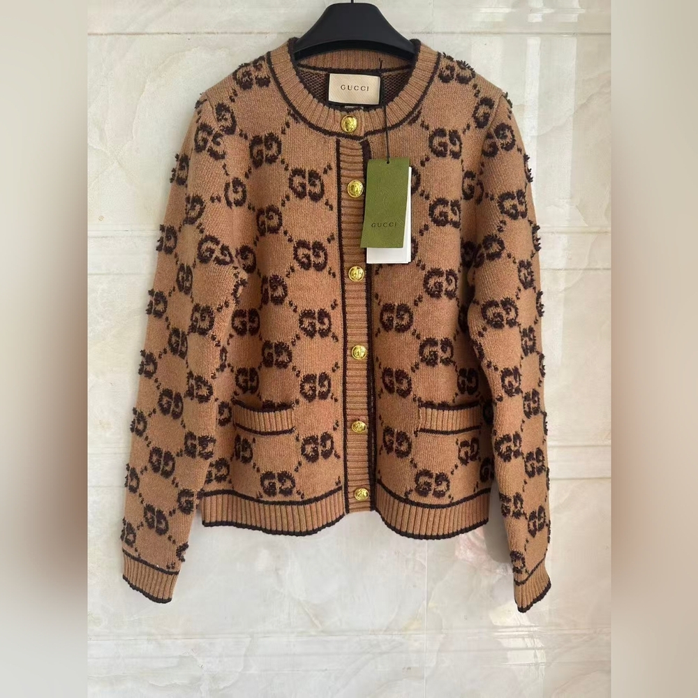 Gucci GG Jacquard Wool Cardigan